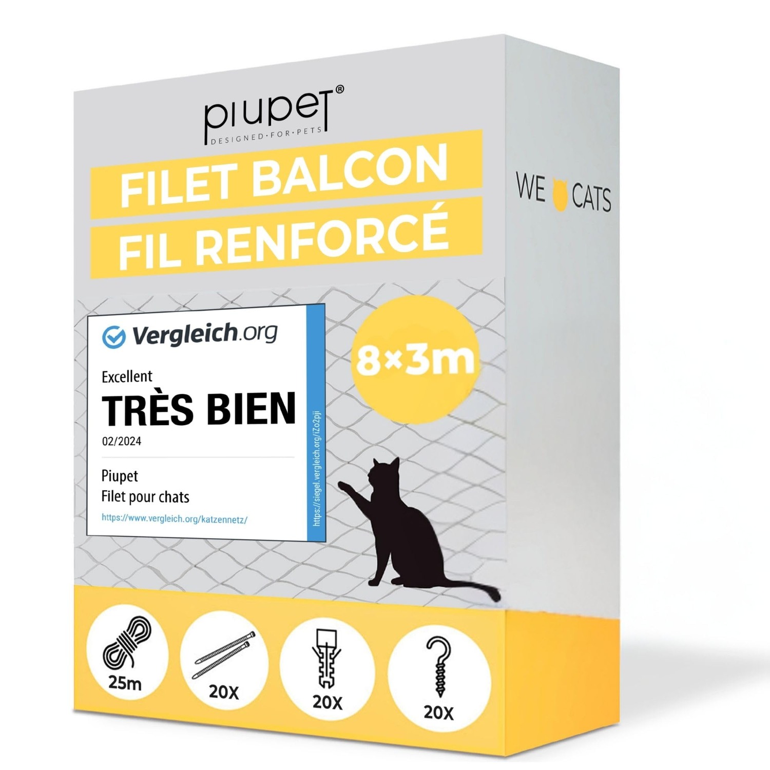 Wire Reinforced Cat Safety Net 8m x 3m