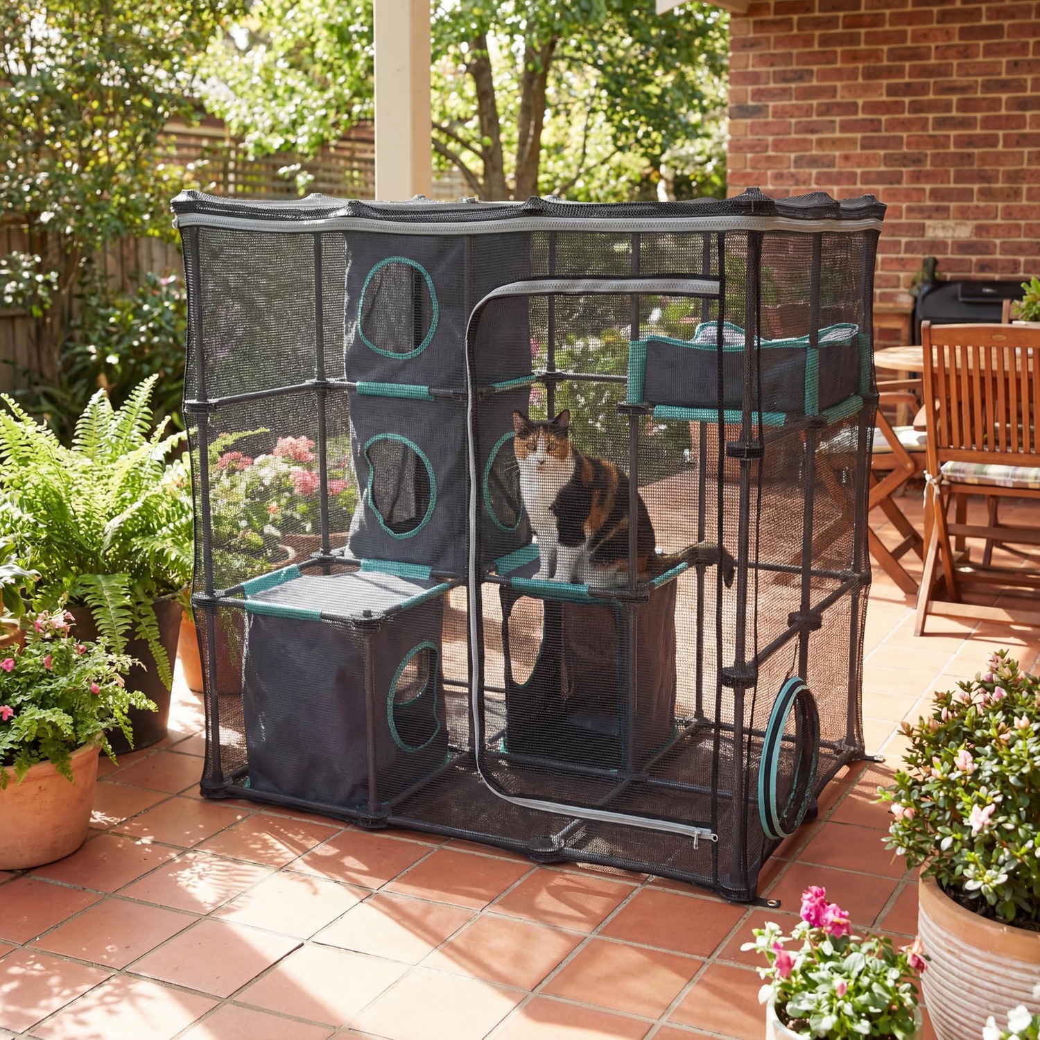 Outdoor Mega Catio Kit with Tunnel Port and Cubby Cubes: image 2