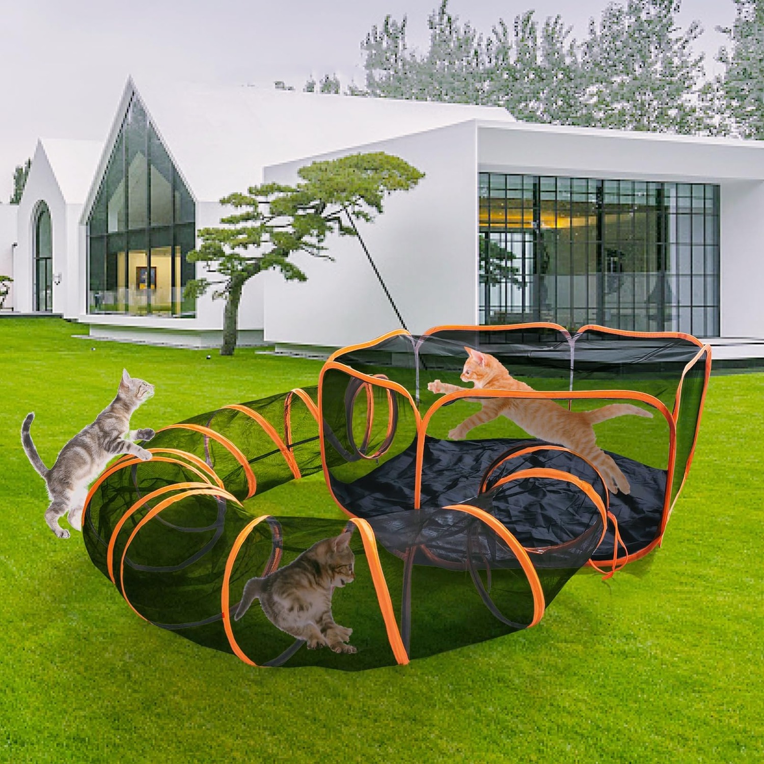 Foldable Cat Enclosure with Tunnel