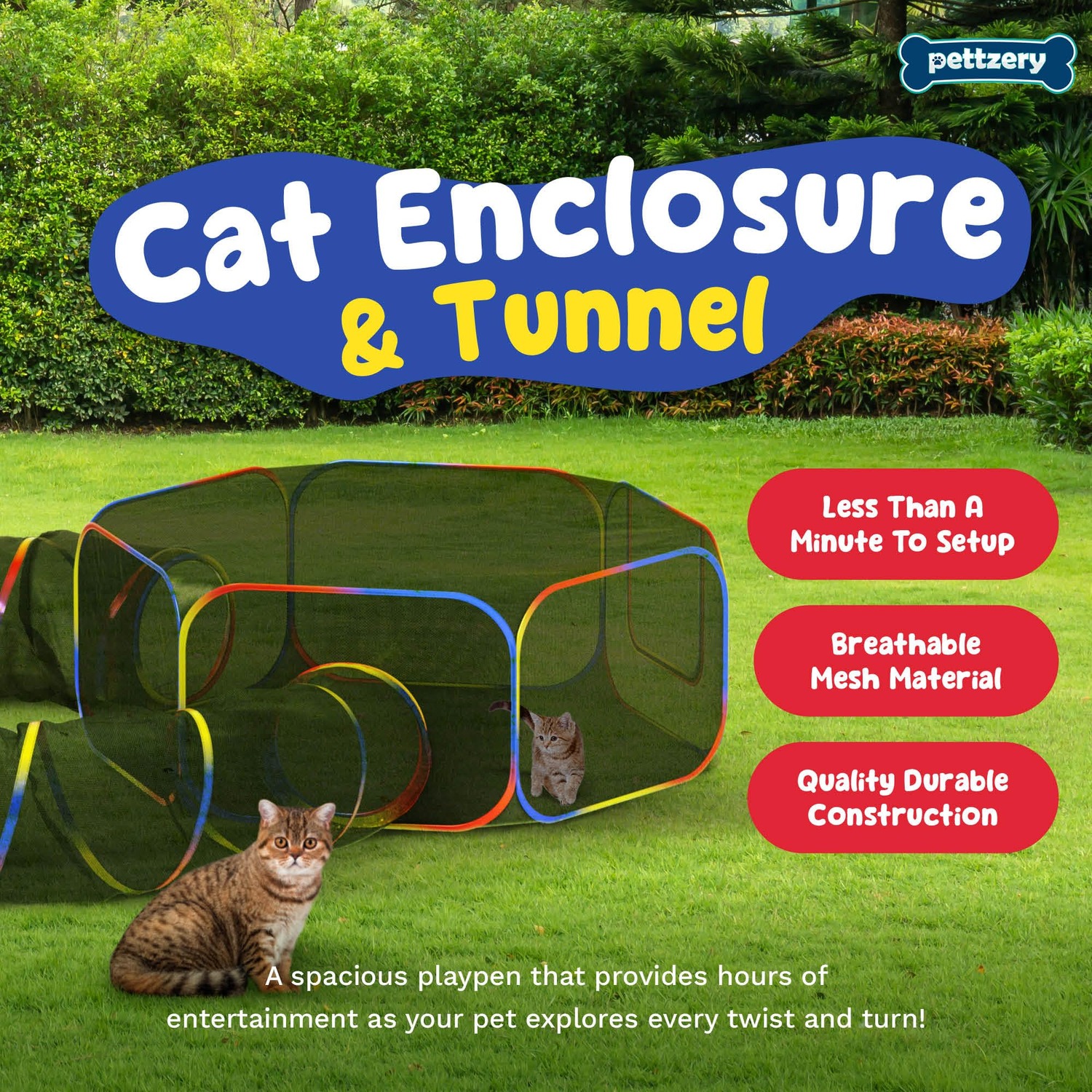 Pettzery Portable Catio Tent with Play Tunnel: image 2