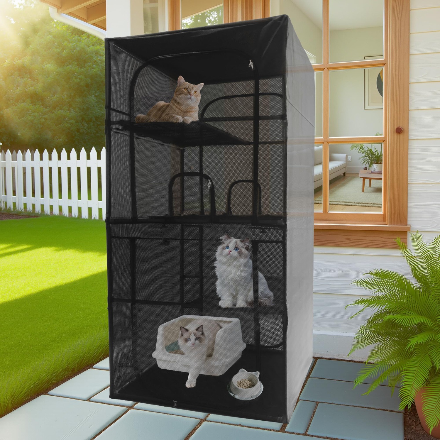 Deblue 4-Tier Window Catio Outdoor Cat Enclosure